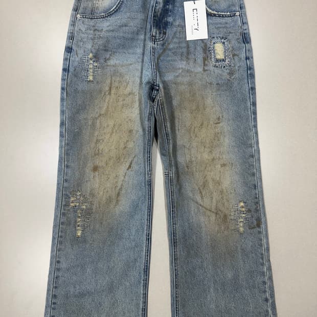 앤더슨벨 UNISEX DESTROYED WIDE-LEG JEANS