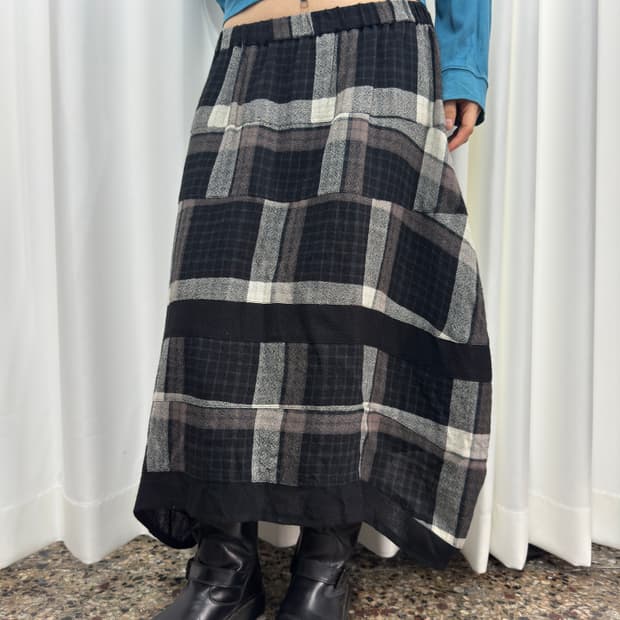 puff check skirt