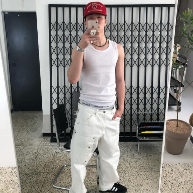 유먼트 라벨 워크 팬츠