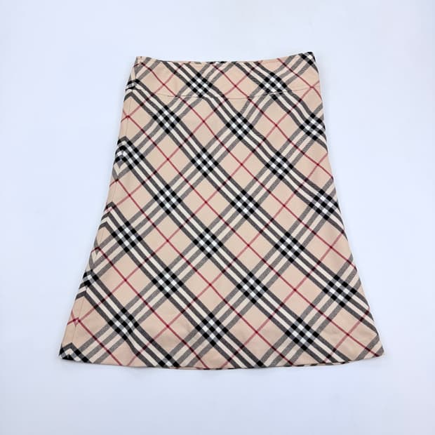 버버리 런던 노바체크 울 스커트 UK8