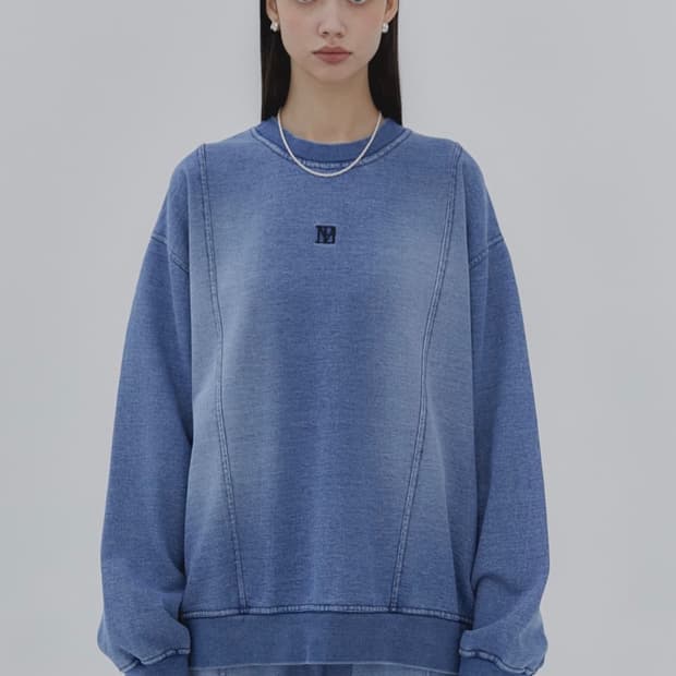 트리밍버드 데님 스웻 셋업 맨투맨