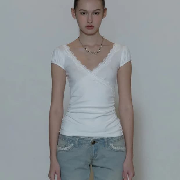 스컬프터 레이스 랩 탑 white lace top