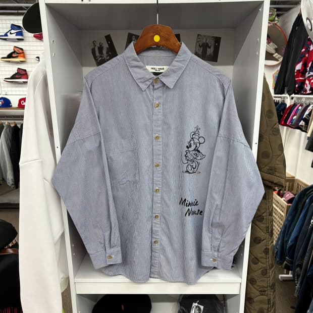 (L) 디즈니 미키마우스 스트라이프 셔츠 