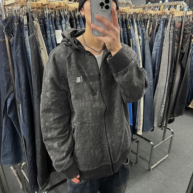 XL) 에코 언리미티드 그래픽 패턴 오버핏 후드집업