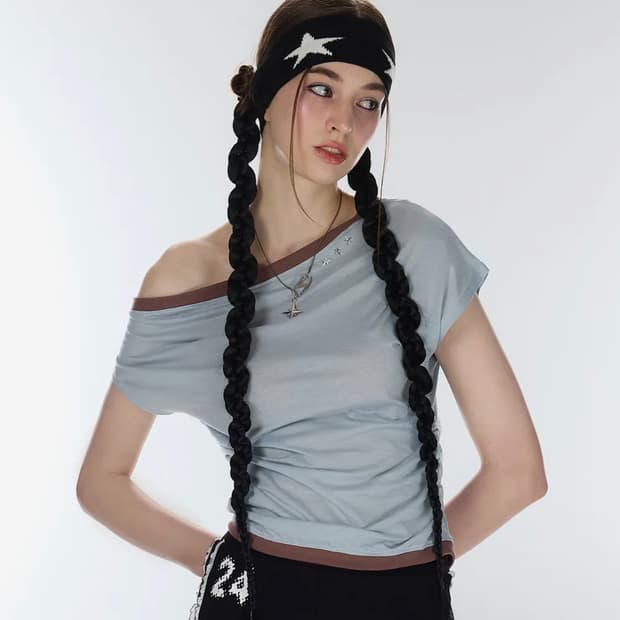 (원가 4.1) 라티젠 ONE SHOULDER BOATNECK TOP