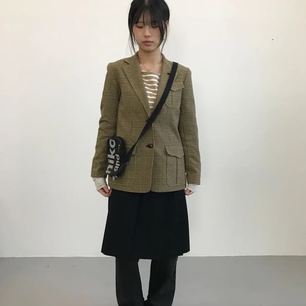 DKNY Classic Houndstooth Wool Blazer