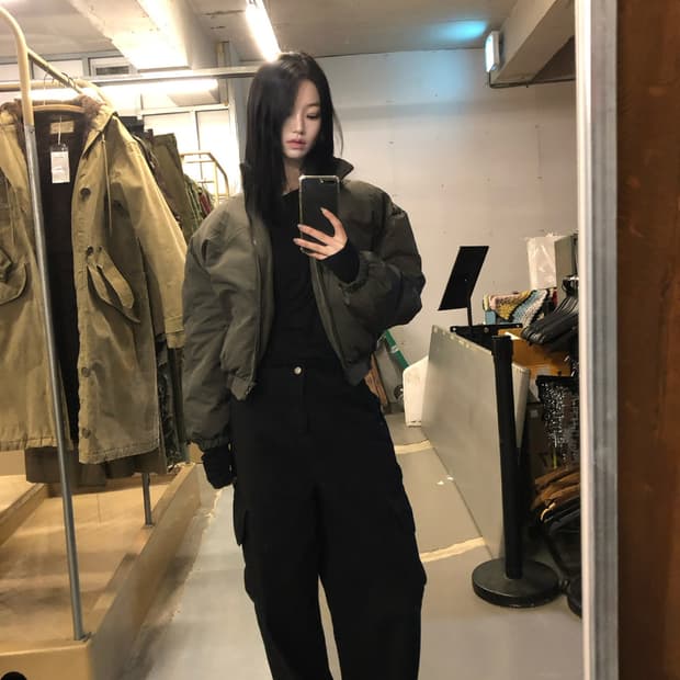 리엠유 린다운 자켓 패딩 차콜