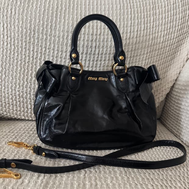 미우미우 비텔로럭스 보우 미니스몰 사첼백 토트백