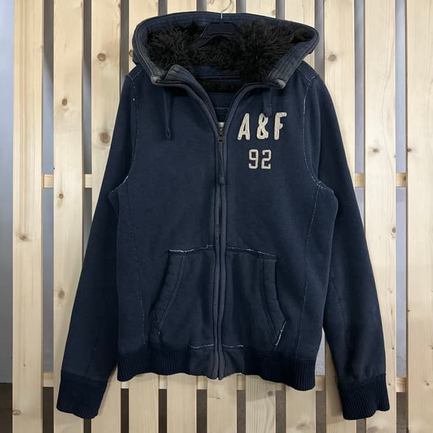 (M) 아베크롬비 데미지 네이비 양털 후드집업