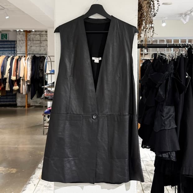 헬무트랭 블랙 램스킨 레더 롱 베스트
