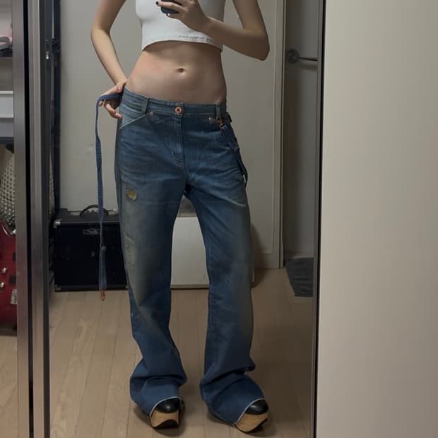 디젤 데드스탁 신치백 서스펜더 와이드팬츠