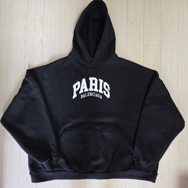 발렌시아가 파리 와이드핏 후드 블랙