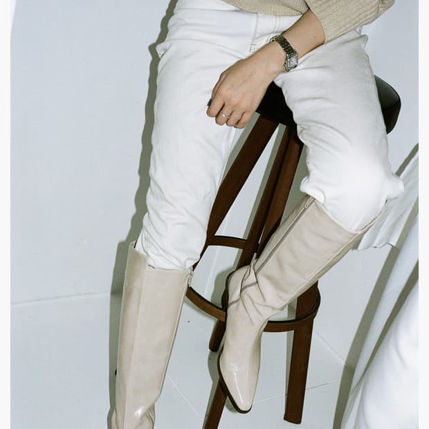 마뗑킴 카우스킨 롱부츠 크림 230