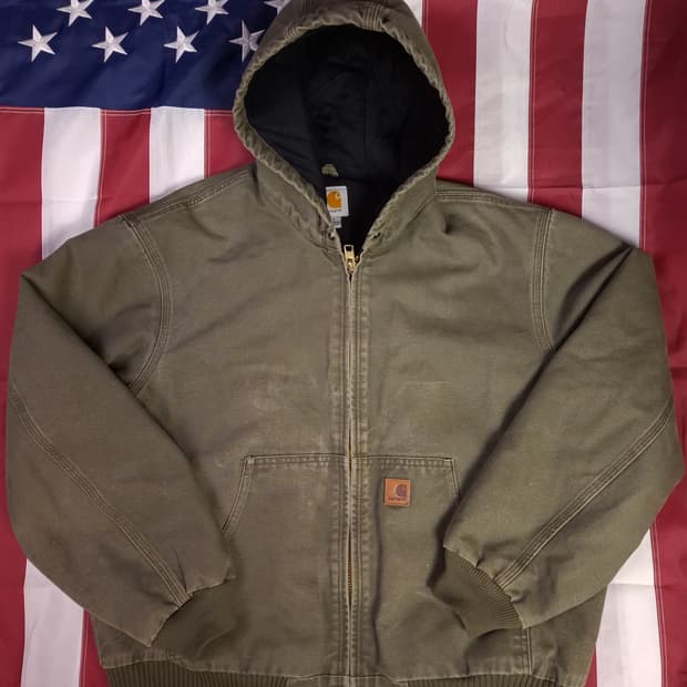오리지날 구형 칼하트 J-130 모스그린 덕액티브 후드자켓