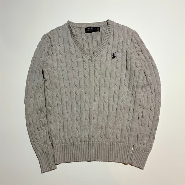 폴로 랄프로렌 케이블 니트 브이넥 스웨터