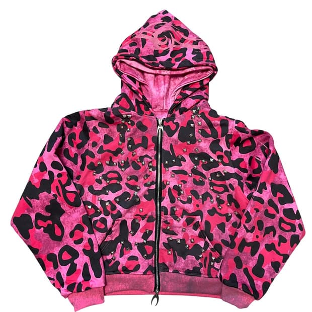 cozyworldwide 핑크 스터드 리버서블 후드집업