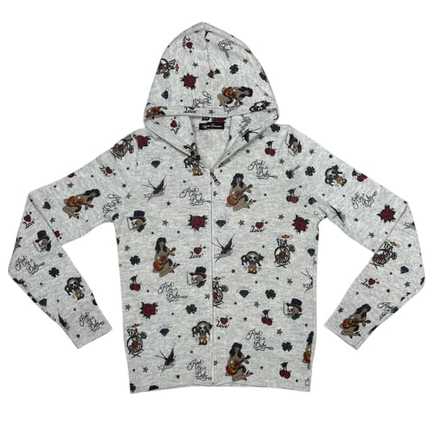 히스테릭 글래머 아카이브 해골 사랑 별 보석 캐시미어 후드 집업 자켓