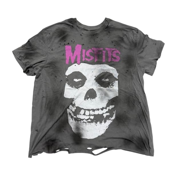 빈티지 그런지 스타일 misfits 디스트레스드 반팔티