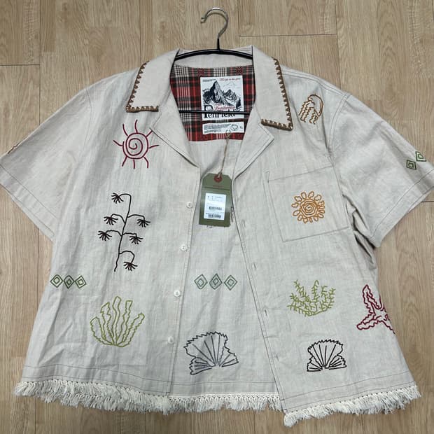 펜필드 자수 린넨 반팔 셔츠 XL