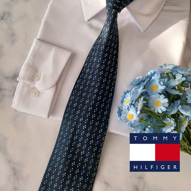 타미힐피거 실크 마이크로 패턴 넥타이 9.5cm A등급 A19206
