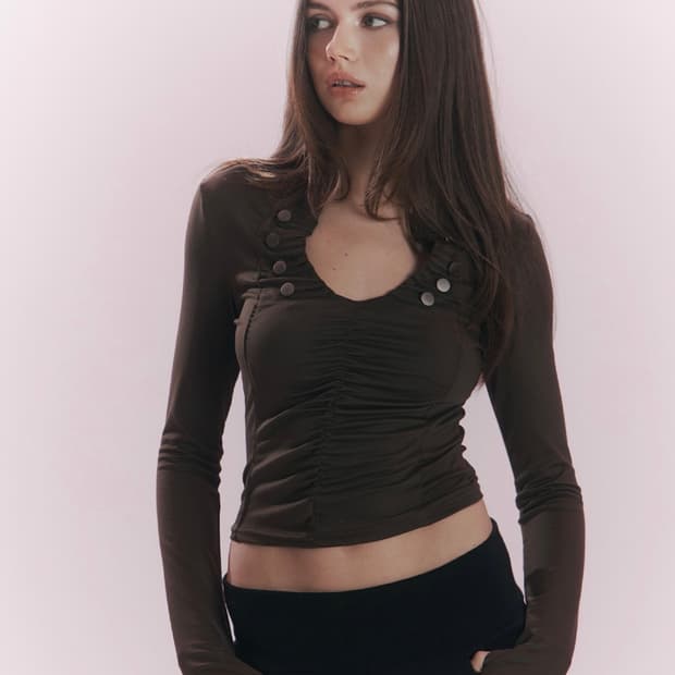 플리즈노팔로우 Ruby Long Sleeve Top (Khaki)