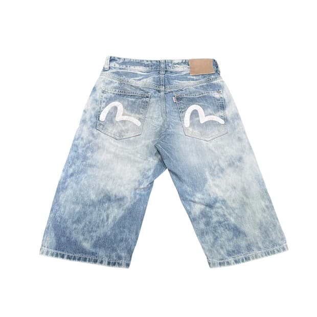 30 에비수 EVISU 돌청 워싱 7부 버뮤다 데님팬츠