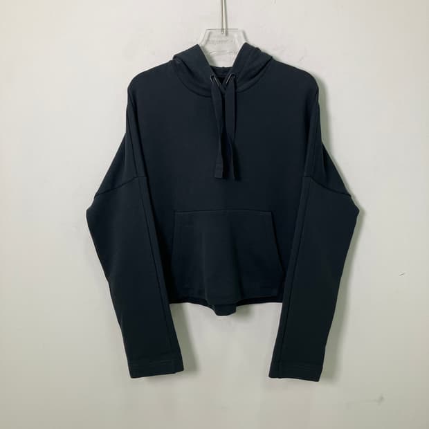 코스 블랙 크롭 코튼 스쿠바 후드티 S