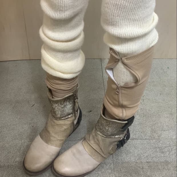 빈티지 골지 니트 레깅스 크림