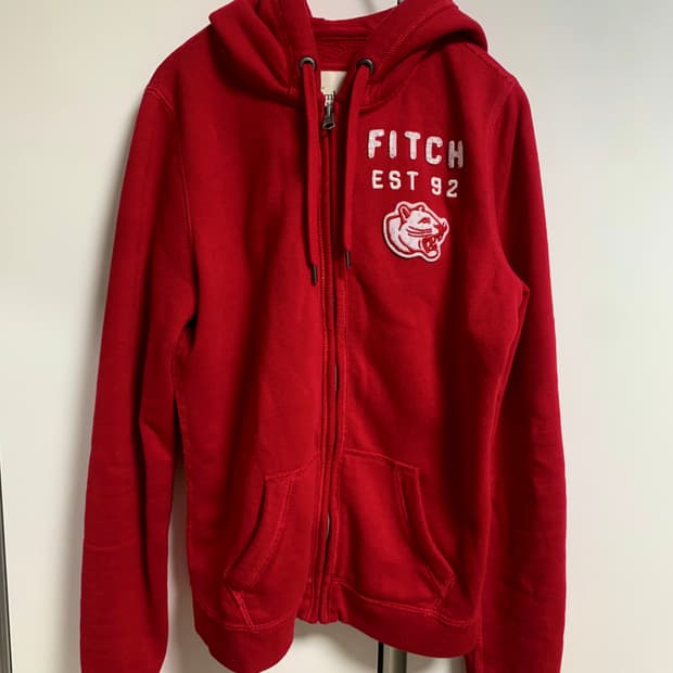 아베크롬비 피치 후드집업 레드 y2k