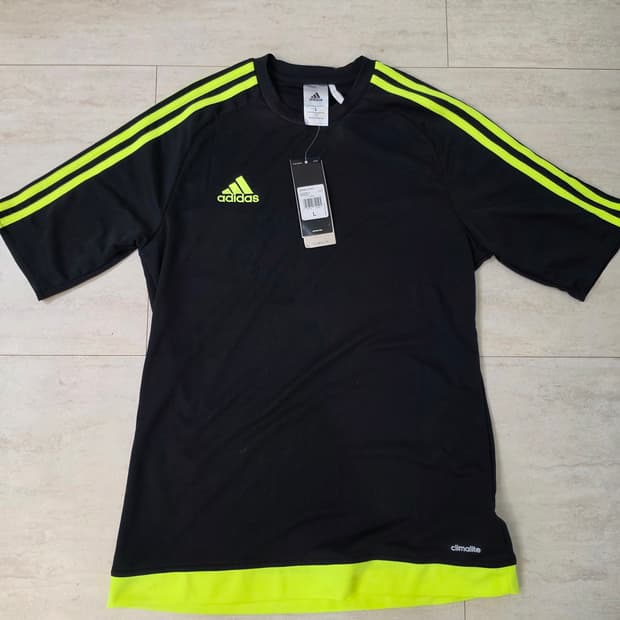 아디다스 검/형광 반팔 티셔츠 L 사이즈