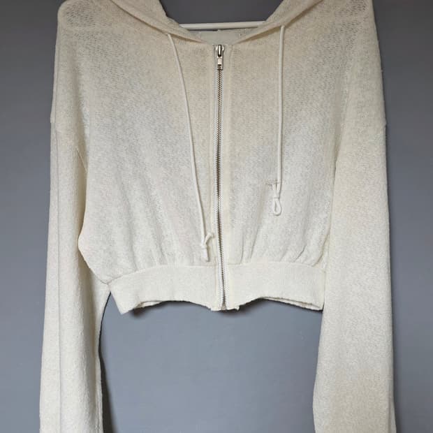 빈티지 크롭 니트 후드집업