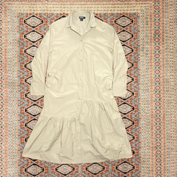 DKNY 베이지 롱 프릴 원피스 여성S