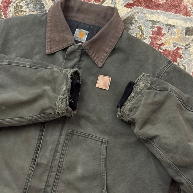 [칼하트] 90s USA J22 초기형 가슴로고 모스그린 2XL