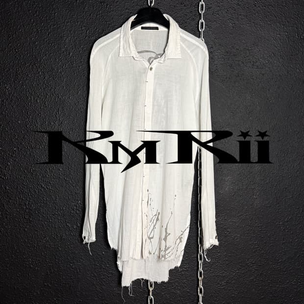Kmrii – Frayed Ink-Print Long Shirt  