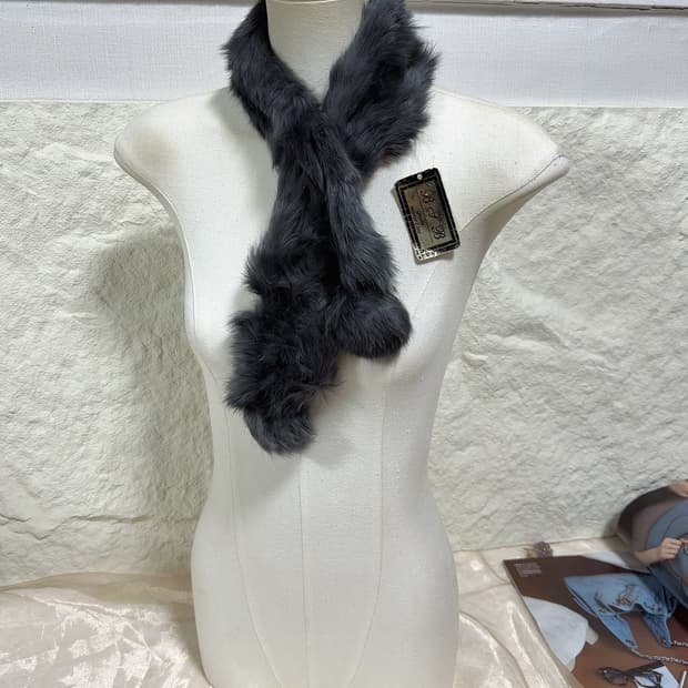 빈티지 그레이 토끼털 니트 목도리 스카프