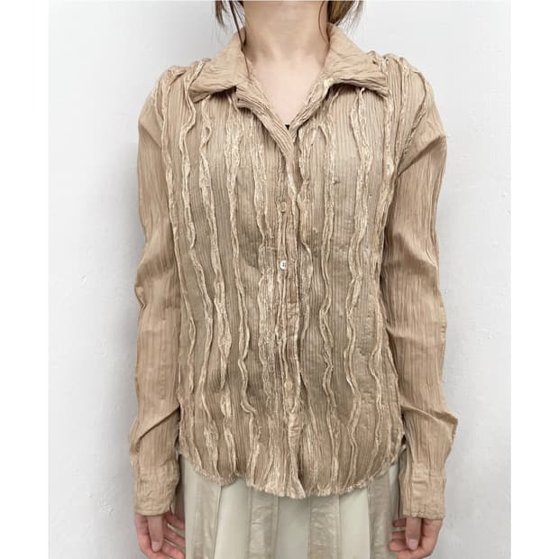 이세이미야케 플리츠 레이스 블라우스 *레어