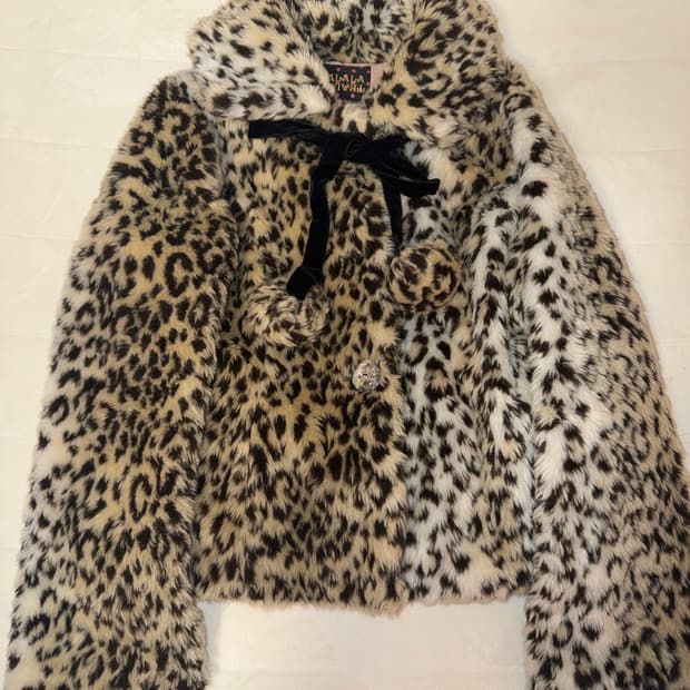 리즈리사 트라라라 트라라 갸루 호피 레오파드 히메 퍼코트 자켓 빈티지