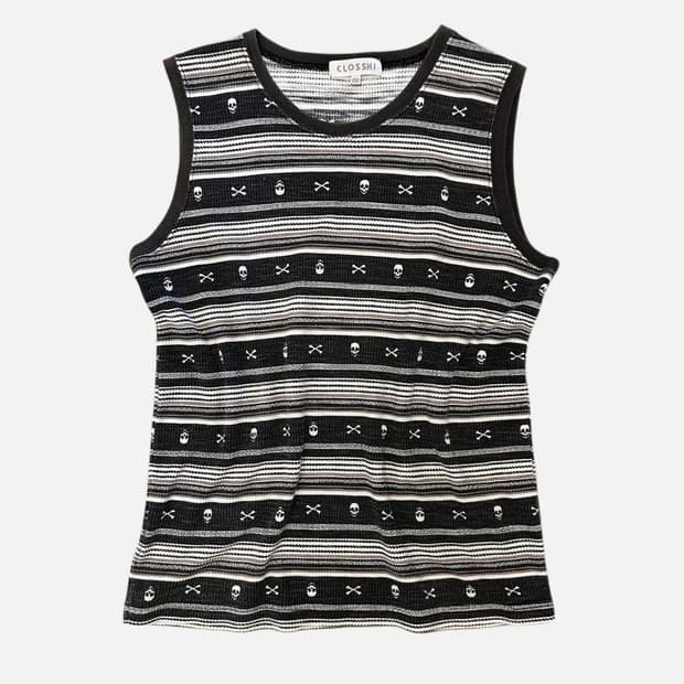 ethnic skull stripe waffle sleeveless