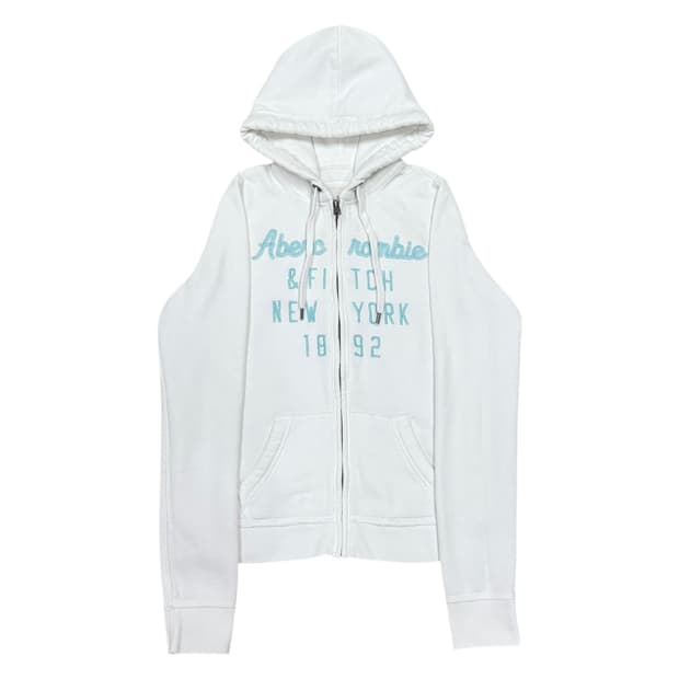 아베크롬비 빈티지 Y2K 스펠로고 기모 후드집업 화이트 S