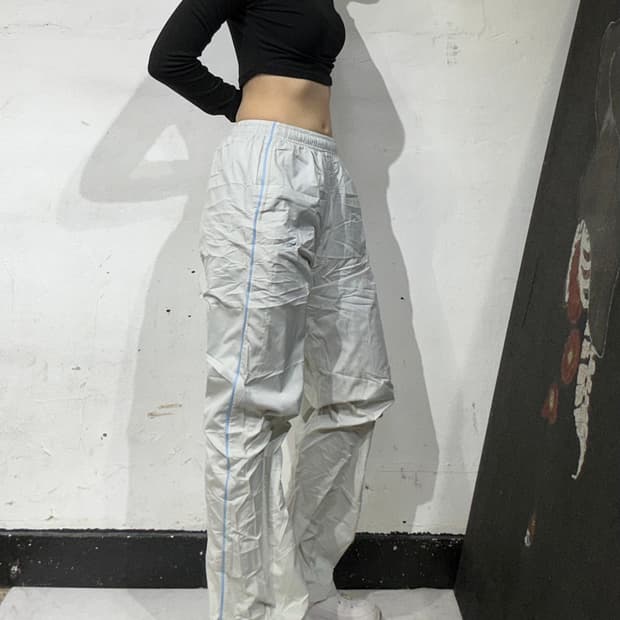 나이키 스카이 블루 사이드 라인 포인트 와이드 트랙 팬츠 추리닝 바지 M