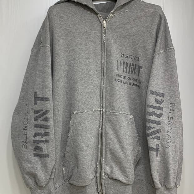 [S]발렌시아가 프린트 디스 후드집업 그레이