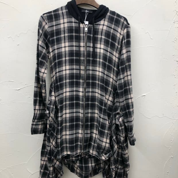 디젤 체크 후드 셔츠 원피스