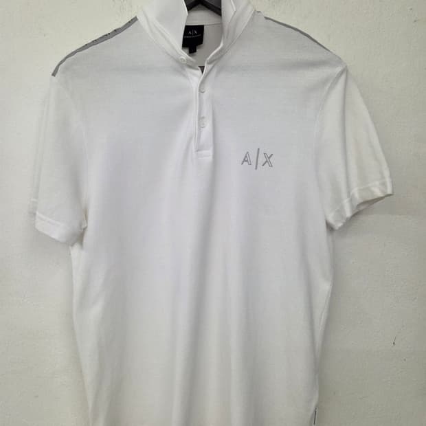 AX 알마니 익스체인지 화이트 반팔 카라티 L