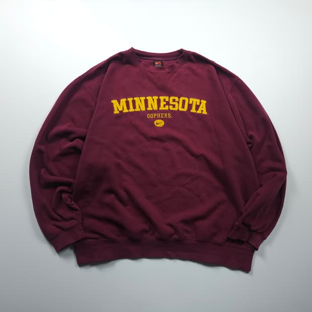00s 나이키 미네소타 골든 고퍼스 박시핏 컬리지 맨투맨 (XXL)