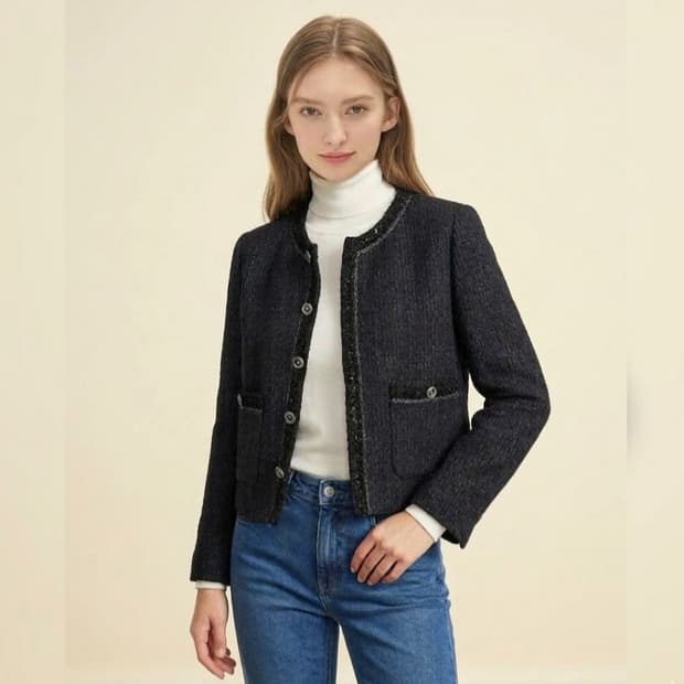 (블랙색상) 나이스클랍 트위드자켓  55사이즈