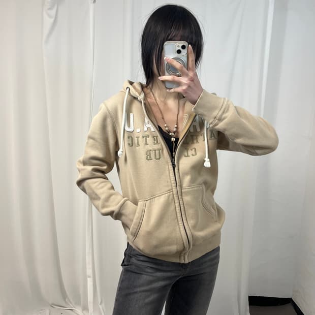WHO A U Beige Hood Zip-up