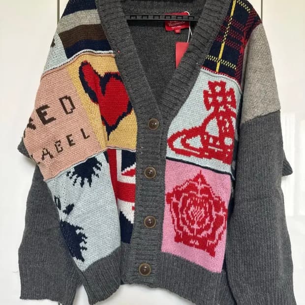 비비안웨스트우드 레드라벨 일본판 패치워크 울가디건 남여공용