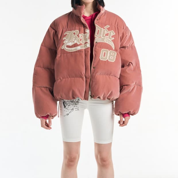 배디 Velour Varsity Jacket Pink