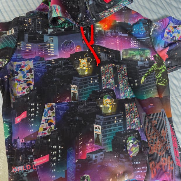 (희귀상품) 베이프 네온 도쿄 풀오버 후디 2XL