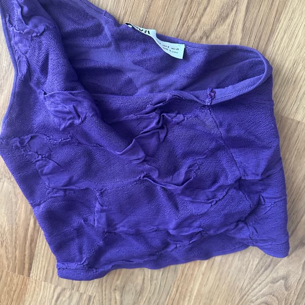 자라 원숄더 바이올렛 보라 탑 
